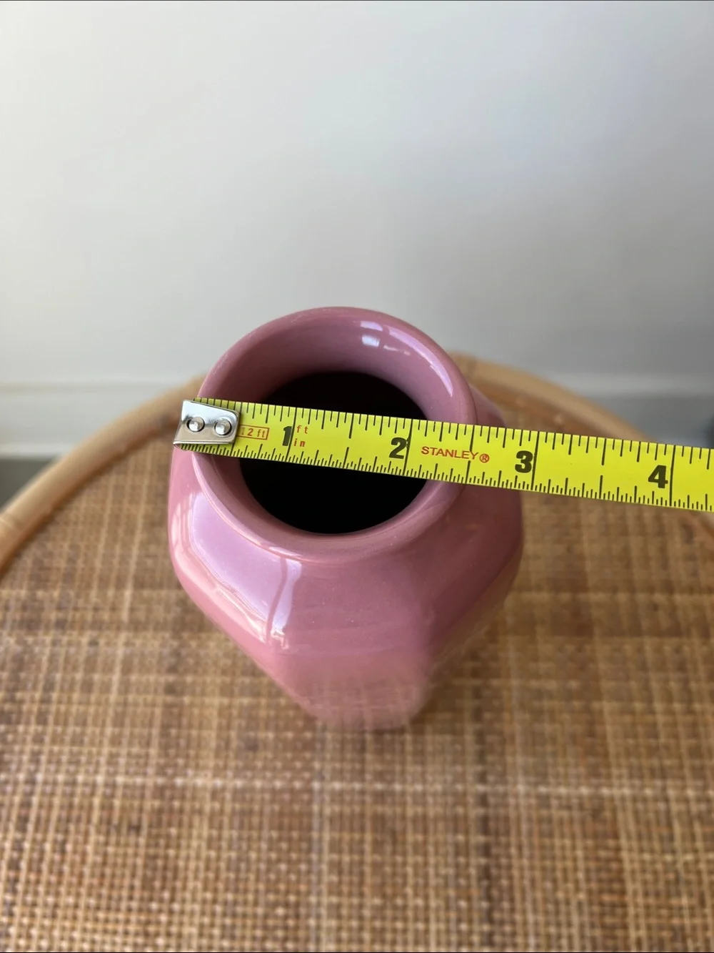 Vintage Tall Ceramic Vase Pink Mauve - Picture 9 of 11